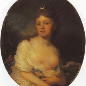 Vlagyimir Borovikovszkij: Jelizaveta Grigorjevna Tyomkina portréja Diana képében (Wikipedia)